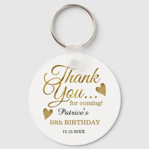 Porte-clés Trendy Black Gold 50th Birthday Thank You Favor  