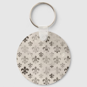 Porte-clés Trendy Distressed Silver Grey Fleur De Lis Pattern