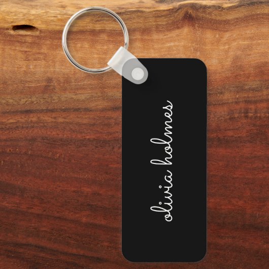 Porte-clés Trendy Monogram | Name de script noir moderne (Recto)