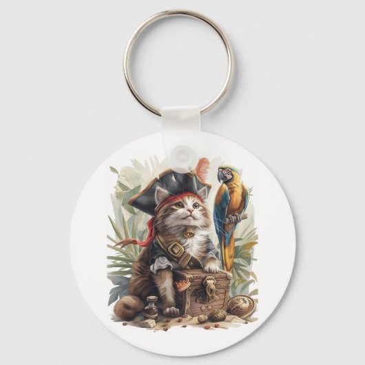 Porte-clés Trésor de chat pirate (Recto)