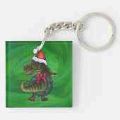 Porte-clés TRex à Santa Hat sur Green (Dos)