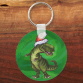 Porte-clés TRex à Santa Hat sur Green (Recto)