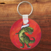 Porte-clés TRex Dino à Santa Hat sur Red (Recto)
