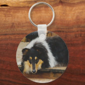 Porte-clés Tri Color Rough Collie Cadeaux Art (Recto)