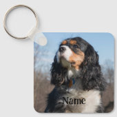 Porte-clés Tri Couleur Cavalier King Charles Spaniel Chien (Recto)