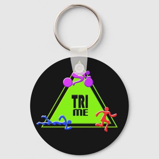 Porte-clés TRI Triathlon Swim Bike Run TRIANGLE TRI ME Design (Recto)