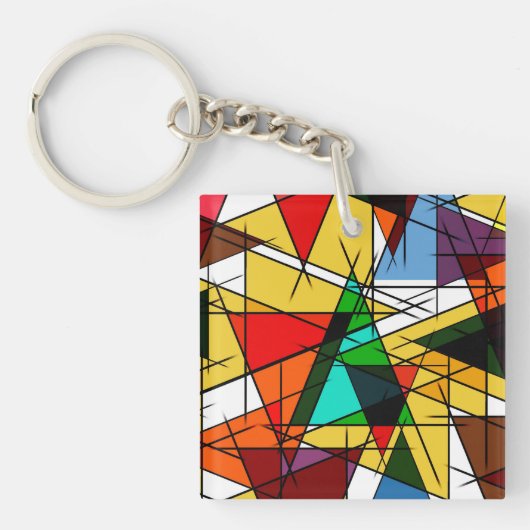 Porte-clés Triangle Coloré Géométrique Moderne (Devant)