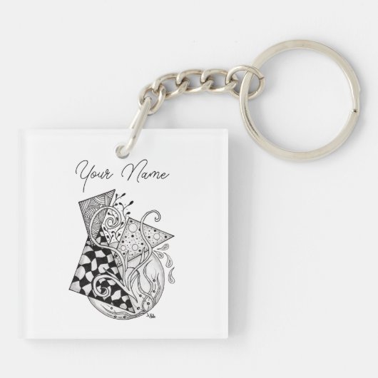 Porte-clés Triangle floral, dessin de Tangle - (Dos)