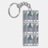 Porte-clés Triangle géométrique Motif bleu violet vert (Devant gauche)