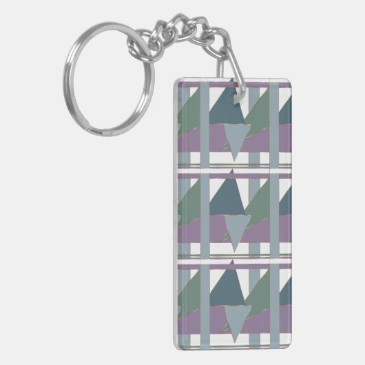 Porte-clés Triangle géométrique Motif bleu violet vert (Devant gauche)