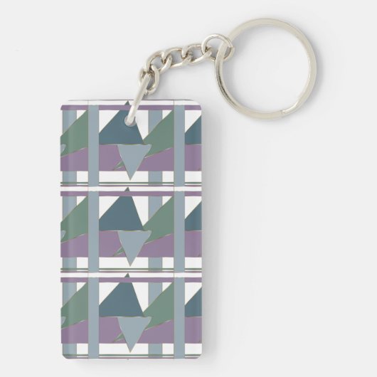 Porte-clés Triangle géométrique Motif bleu violet vert (Dos)
