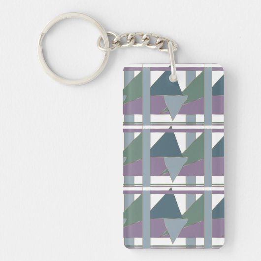 Porte-clés Triangle géométrique Motif bleu violet vert (Devant)