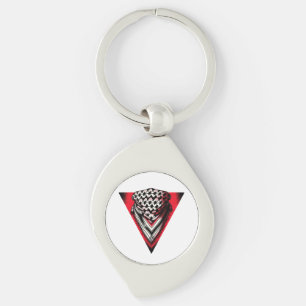 Porte-clés Triangle rouge inversé keffiyeh