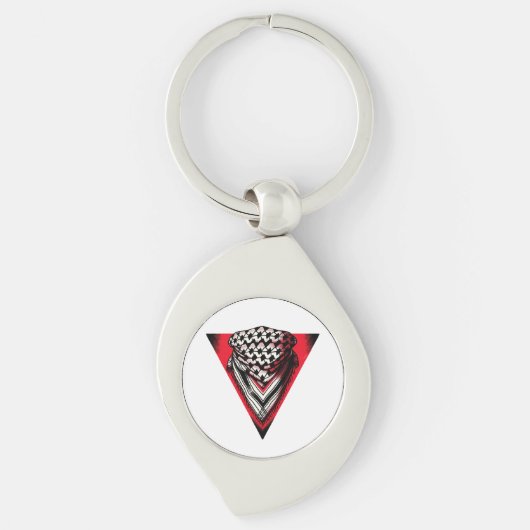 Porte-clés Triangle rouge inversé keffiyeh (Devant)