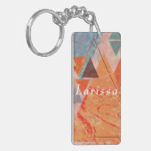 Porte-clés Triangles abstrait motif de bloc de couleur géomét (Devant gauche)
