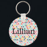 Porte-clés Triangles de couleur cirque<br><div class="desc">Collection de motif triangle aux couleurs de cirque vives et vives. Recherchez des pièces personnalisables,  parfaites pour les fêtes,  bébé,  et tout entre les deux.</div>