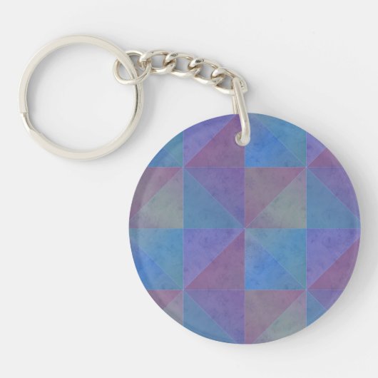 Porte-clés Triangles Géométriques Bleus et Violets (Devant)