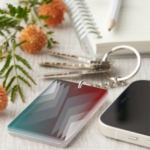 Porte-clés Triangles gris sur bordeaux turquoise