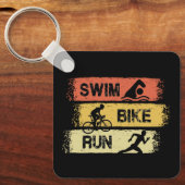 Porte-clés Triathlon - Course à vélo de natation (Recto)