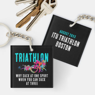 Porte-clés Triathlon Drôle Coloré Peinture Éclaboussures