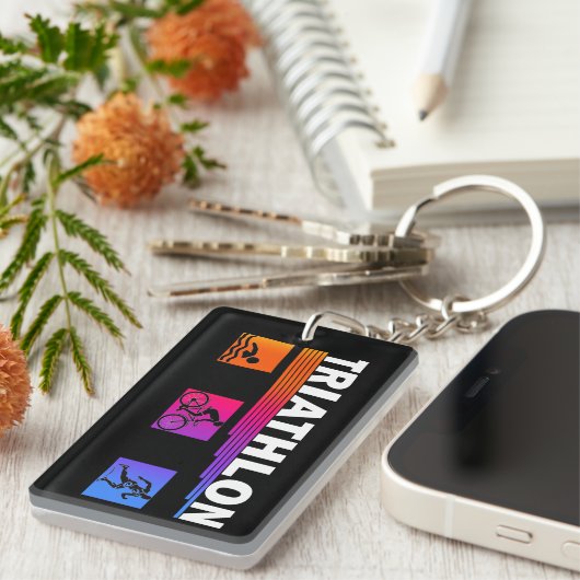 Porte-clés Triathlon : Maîtriser la natation, vélo, courir (Devant droit)