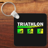Porte-clés Triathlon Transcendance : Baignade, Vélo, Réussite (Recto)
