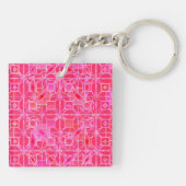 Porte-clés Tribal Batik - tons rose fuchsia (Dos)