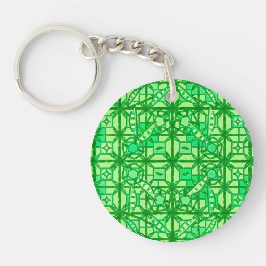 Porte-clés Tribal Batik - tons verts (Devant)