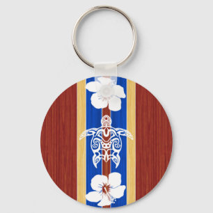 Porte-clés Tribal Honu Fake Wood Surboard