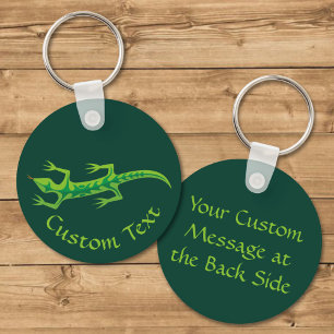 Porte-clés Tribal Lizard Green Keychain