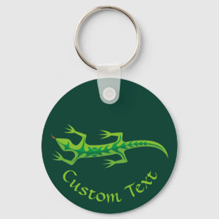 Porte-clés Tribal Lizard Green Keychain