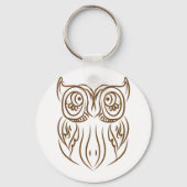 Porte-clés Tribal Owl Line Art moderne Brown Abstrait (Recto)