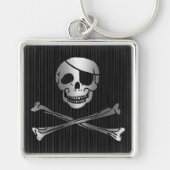 Porte-clés Tribal Pirate Argent et Noir (Devant)