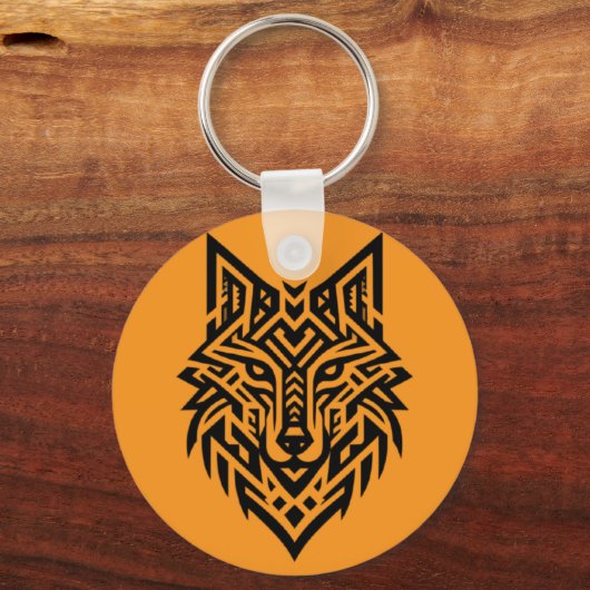 Porte-clés Tribal Wolf Head Keychain – Bold & Wild Style (Recto)