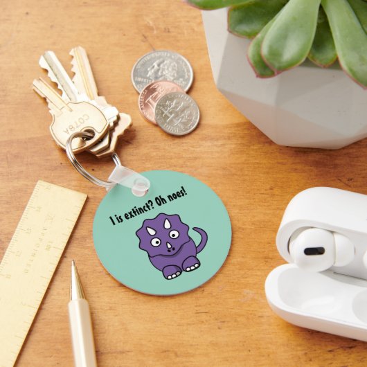 Porte-clés Tricératops mignon pourpre Cartoon avec Extinction (Bureau)
