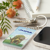 Porte-clés Tricératops personnalisé (Devant droit)