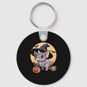 Porte-clés Tricératops Witch Casquette Citrouille Halloween C