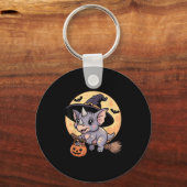 Porte-clés Tricératops Witch Casquette Citrouille Halloween C (Recto)