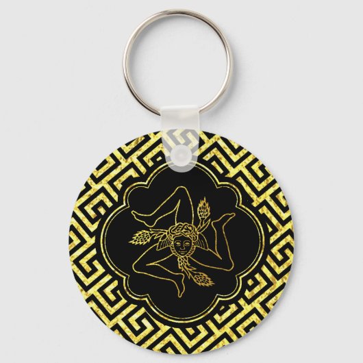 Porte-clés Trinacria sicilienne en noir or (Recto)