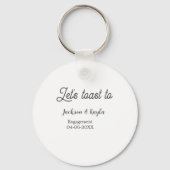 Porte-clés Trinquons à nom de fête de fiançailles date élégan (Verso)