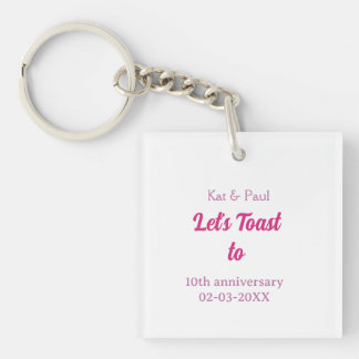 Porte-clés Trinquons au 10ème anniversaire de mariage rose no