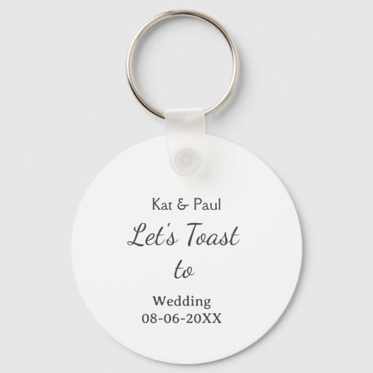 Porte-clés Trinquons au mariage nom date couple simple (Recto)