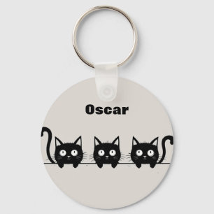 Porte-clés Trio Adorable de Chats Noirs