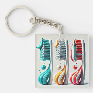 Porte-clés Trio Brosse à dents. Art minimaliste pour Clinique
