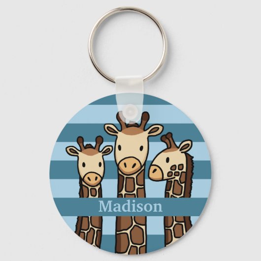 Porte-clés Trio de Giraffe Bébé mignonne, Ajouter le nom de l (Recto)