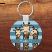 Porte-clés Trio de Giraffe Bébé mignonne, Ajouter le nom de l (Recto)