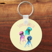 Porte-clés Trio de méduses mignonnes art aquarelle (Recto)
