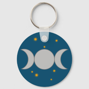 Porte-clés Triple Lune avec Étoiles