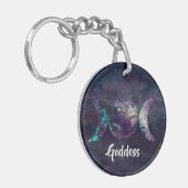 Porte-clés Triple Lune Déesse Luna Univers Personnalisé (Devant gauche)