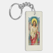 Porte-clés Triptyque d'ange au ruban rose (Devant gauche)